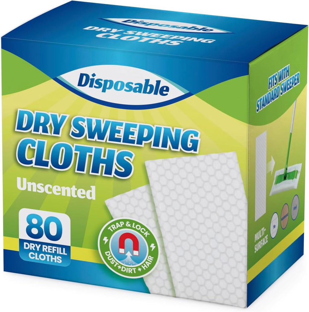 Skiennix Disposable Mop Refills - 80 Pack Floor Dust Cloths for Swiffer Standard Sweeper
