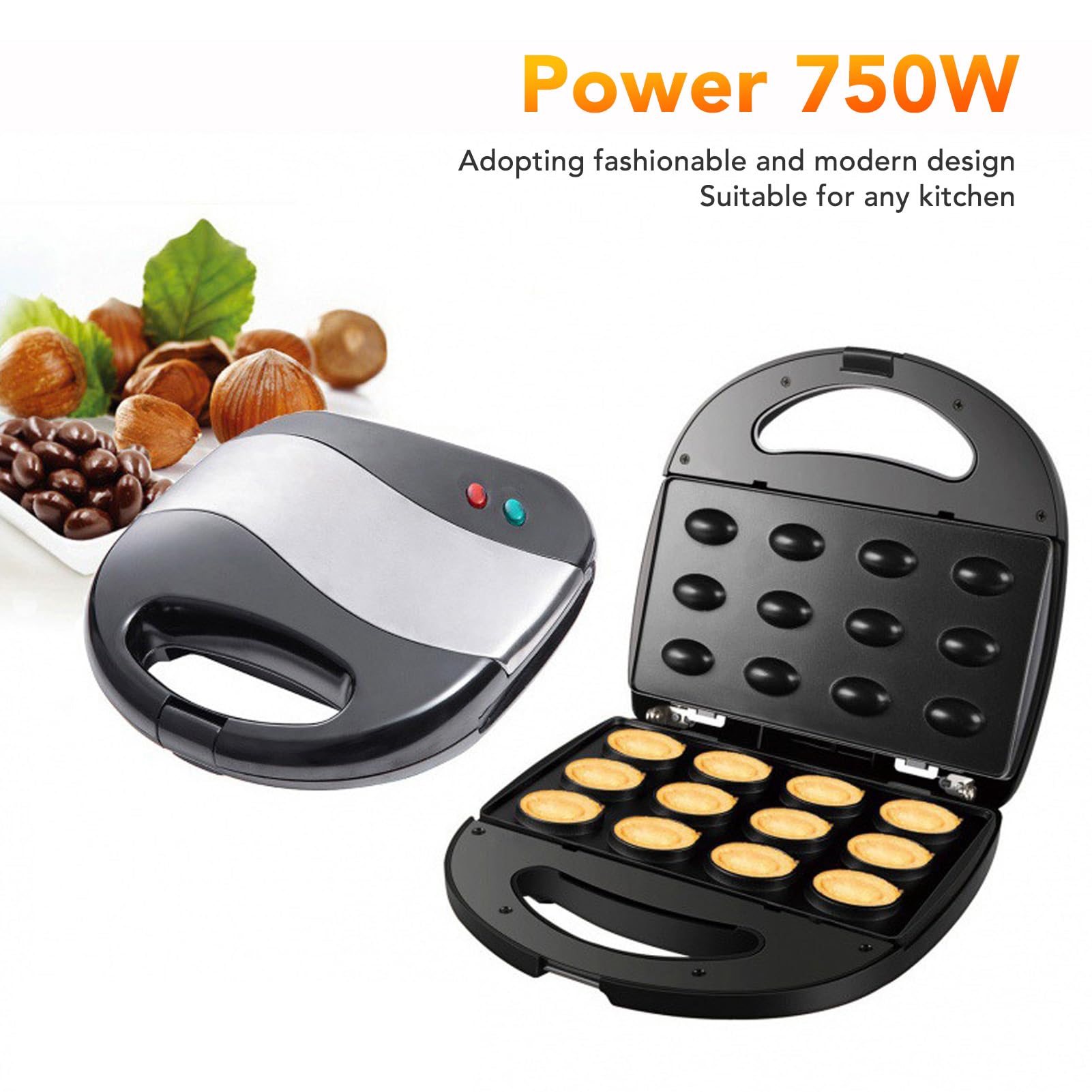 Electric Walnut Cake Maker, Non Stick Walnut Cookie Maker, Automatic Mini Nut Waffle Bread Machine, Electric cookie press Baking Breakfast Maker for Home Cooking