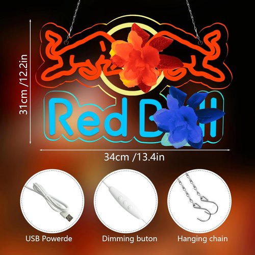 JFLLamp Neon Signs - Vibrant Wall Decor for Man Cave, Restaurant, Office | 16.1" x 9.8" (Azure, Red, White)