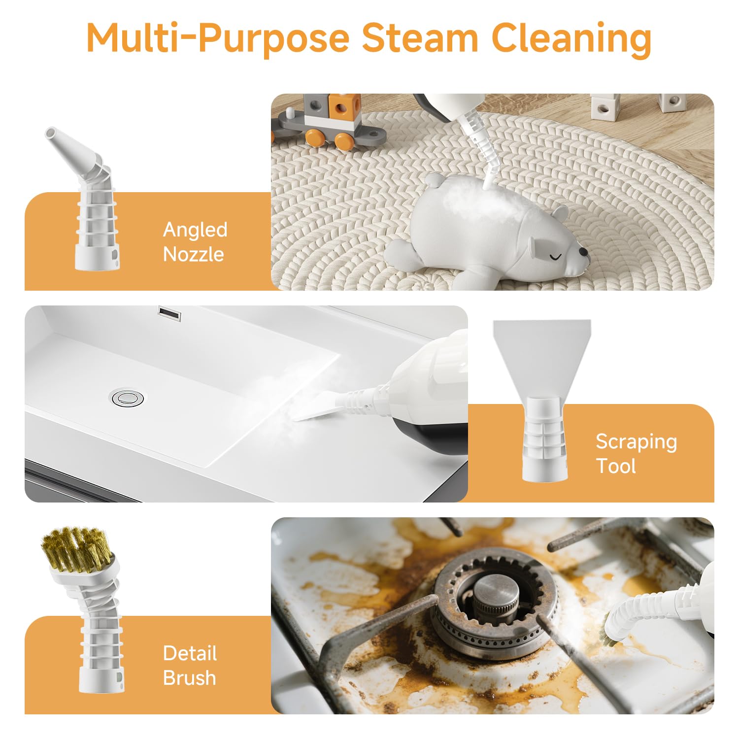 Steam Mop, Multi-Purpose Steam Cleaner for Home Steamer for Floor Cleaning, Floor Steamer Cleaner for Deep Cleaning with Handheld Steamer Mops Accessories, Pet Steam Mop Cleaner for Hardwood, Tile