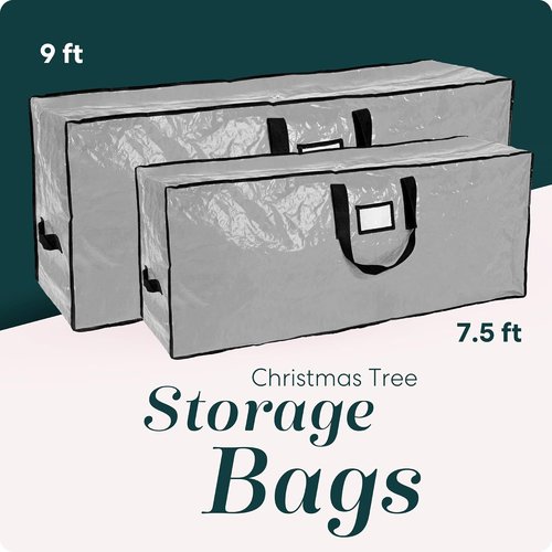 Christmas Tree Storage Bag - Durable Waterproof Zippered Bag for 7.5 Ft Artificial Trees | Protects Against Dust & Moisture (Grey, Pack of 2)