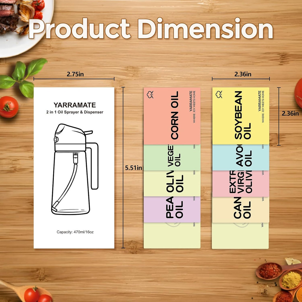 YARRAMATE 10 Color Labels - Perfect for Oil Sprayer Bottles | Durable & Easy to Use