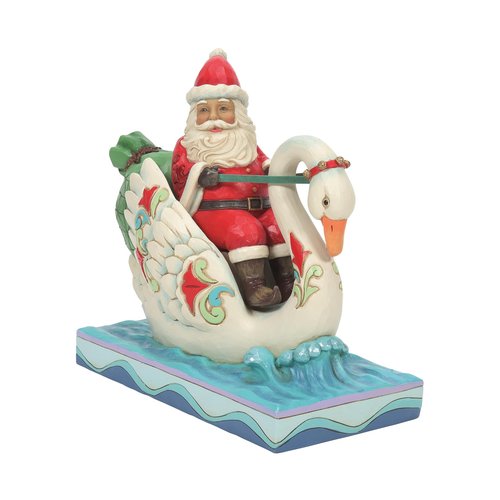 Enesco Jim Shore Heartwood Creek Santa Riding a Swan Figurine, 6.89 Inch, Multicolor