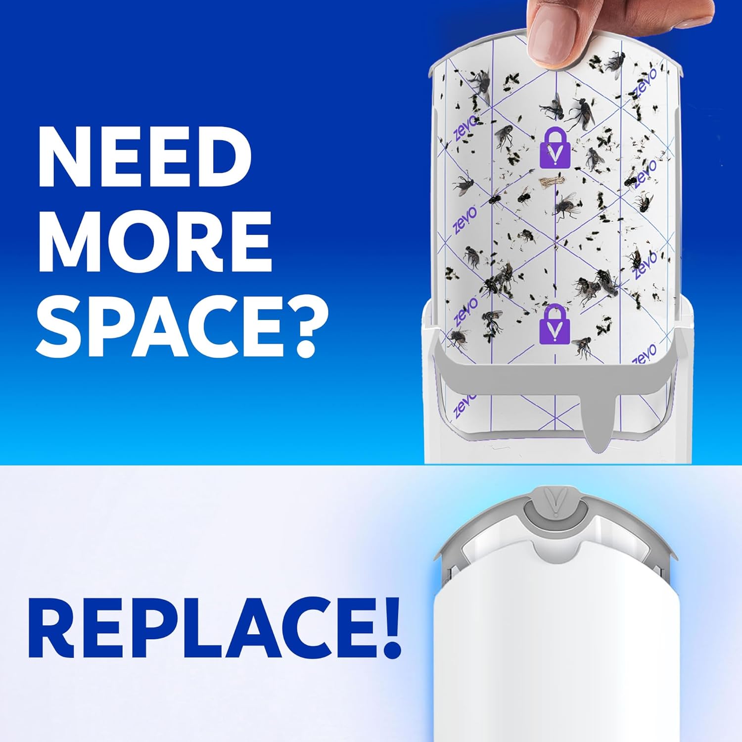 Zevo Flying Insect Trap Refill Cartridges - Compatible with Zevo & MAX Traps | Trap+Lock Technology for Gnats, House & Fruit Flies (4 Pack)
