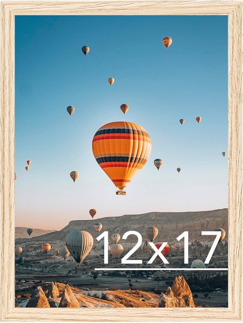JCJMY 12x17 Picture Frame - Versatile Wall Mounting for Horizontal or Vertical Display | Shatter-Resistant Plexiglass, Natural Finish