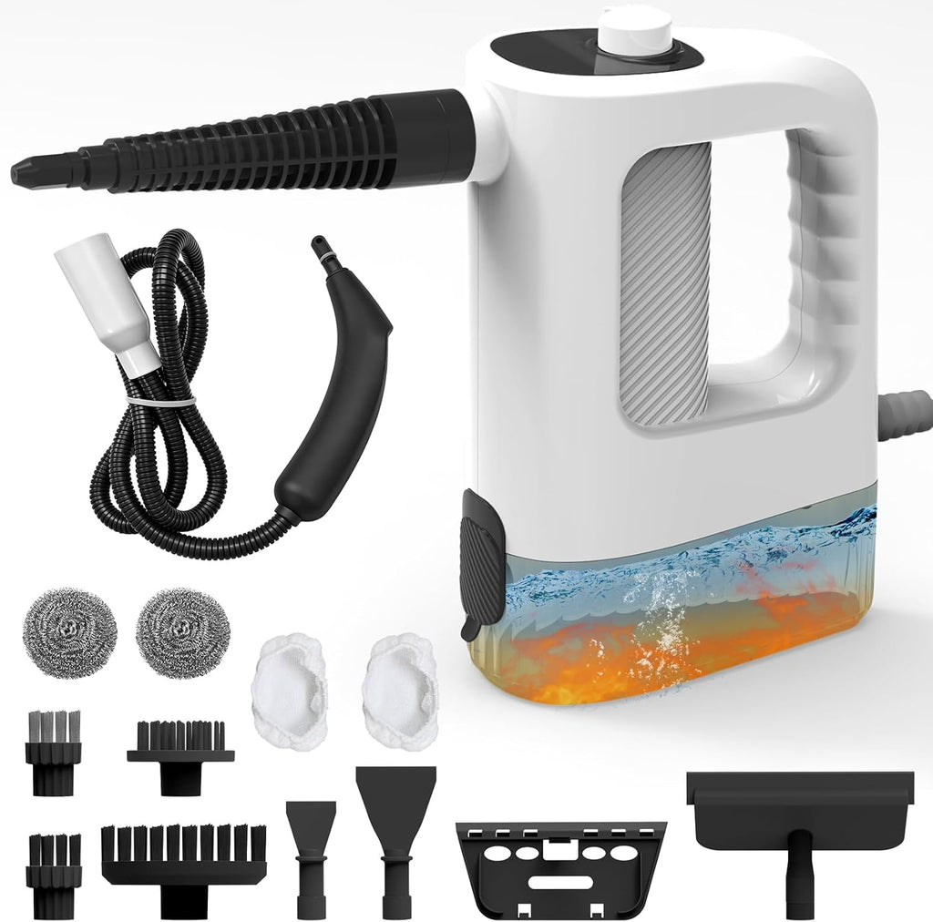 Skiennix Handheld Steam Cleaner - 3-Level Adjustable, 15s Heat-Up, 400ML Capacity, 14 Accessories Included