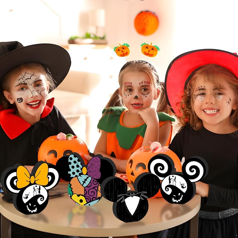 4-Pack Halloween Wooden Table Decor - Spooky Centerpieces for Tiered Trays