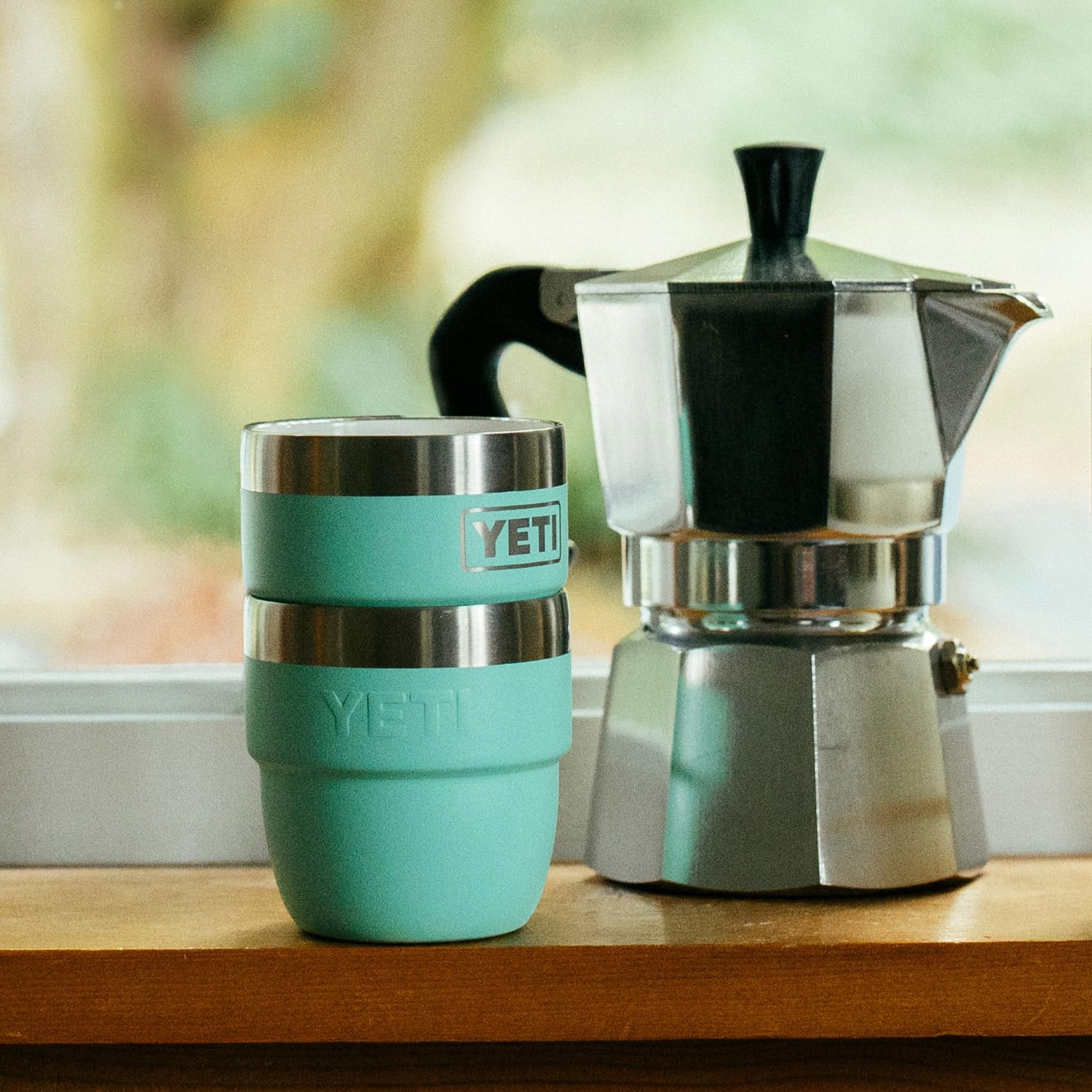 YETI Rambler 4 oz Stackable Cup, Stainless Steel, Vacuum Insulated Espresso/Coffee Cup, 2 Pack, Big Wave Blue