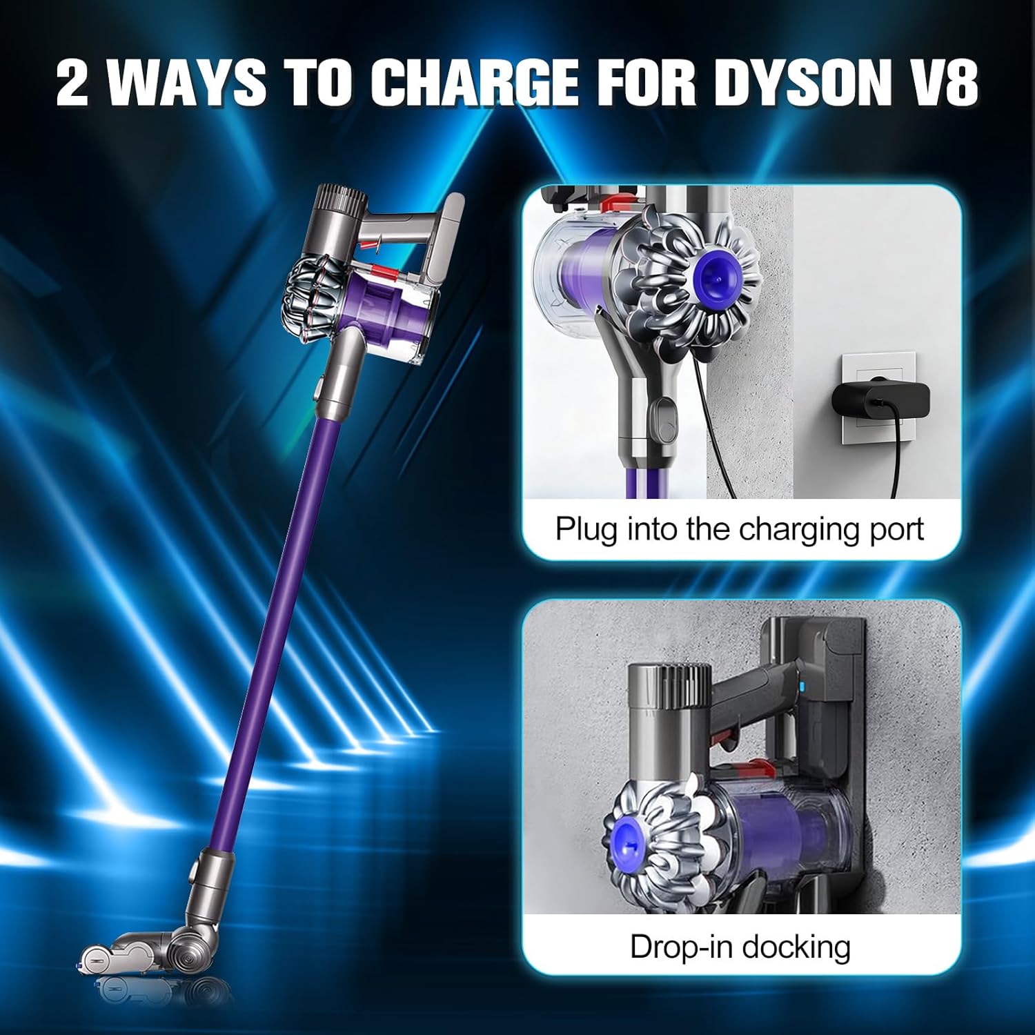 POWTREE 8000mAh Battery Replacement for Dyson V8 | Includes 2 Filters & 3 Screws - Compatible with Motorhead, Absolute, Fluffy