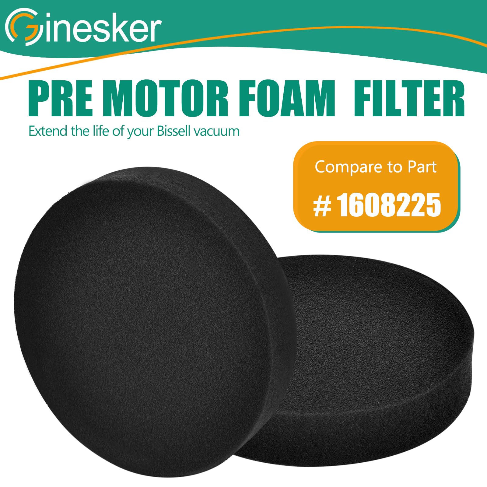 3 Pack Filter for Bissell Powerforce Helix Turbo Rewind Bagless Cleanview 1797 2191 2190 1700 2258 3534 2492 3675 Upright Vacuum, Premotor Foam Filters Replacement Part #1608225