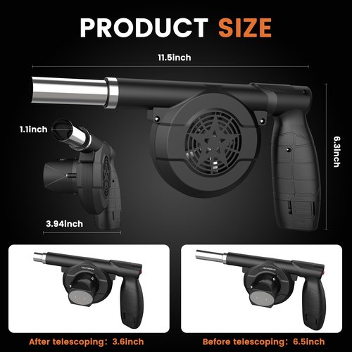 MILBOPAX Wireless Electric Bellows Portable Fireplace Tools Air Blower 12V Fan Bellows Fire Wood Stove Blower Outdoor BBQ Camping Fire Fan