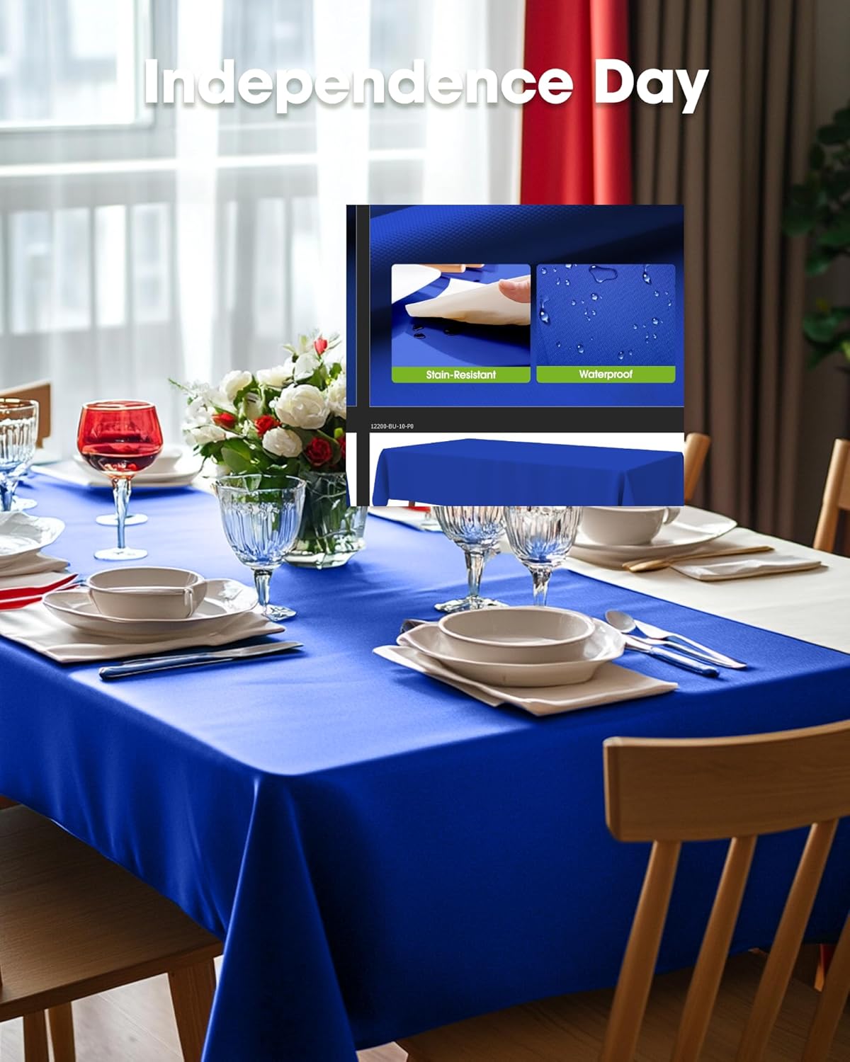 Pureegg Disposable Plastic Tablecloths - 10 Pack, 54 x 108 Inch, Navy Blue for Patriotic Celebrations