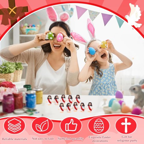 Bememo Mini Jesus Figures - 50 Pcs Christ Toys for Hide and Seek | Perfect Sunday School Party Favors (Red)