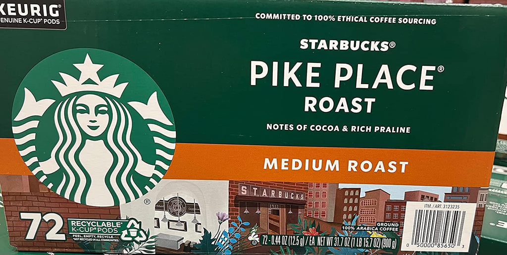 Starbucks Pike Place Roast K-Cups - Rich Flavor for Keurig | 72 Count Pack