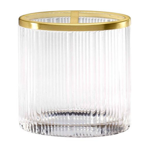 Nicole Miller - Toothbrush Holder, Glass Countertop Accessories, Dorm Room Essentials (Louise Collection, Clear)