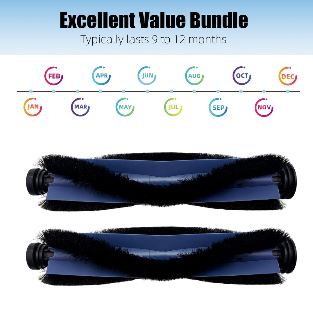 Auoiian 2-Pack Replacement Rollers Brushes for eufy X10 Pro Omni Robot Vacuum - Washable Main Brush Set with Cleaning Tool- Compatible Only with X10 Pro Omni