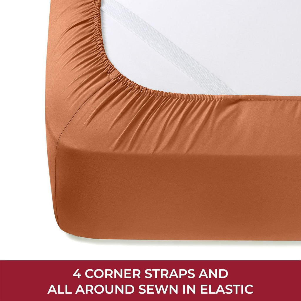 Mellanni RV Short Queen Sheets - Luxury Cooling Bedding Set - Extra Soft, Deep Pocket up to 10" | Terracotta