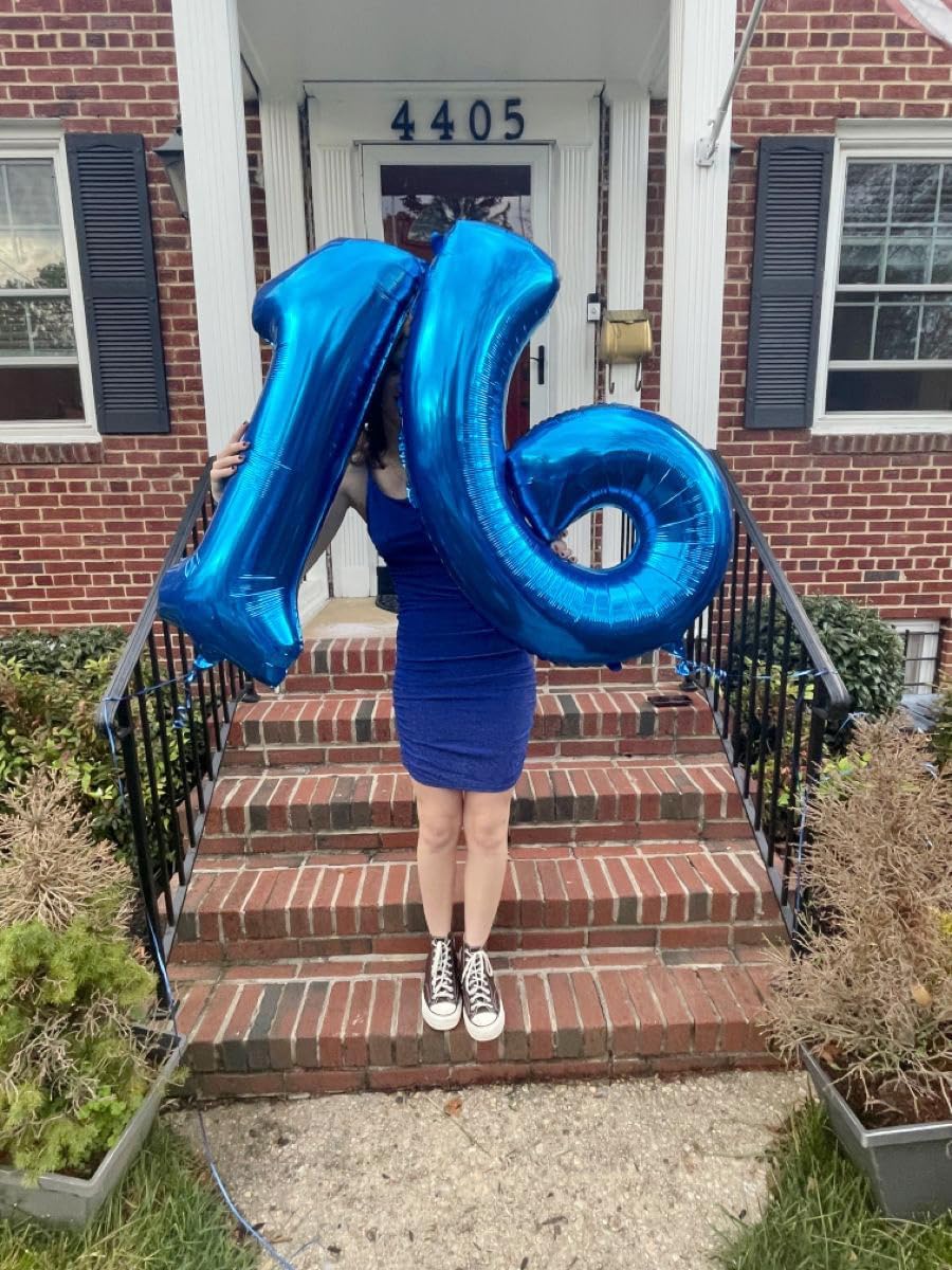 Number 16 Balloon - Navy Blue 40 Inch Birthday Decoration for 16th Party | Perfect for Boys & Girls