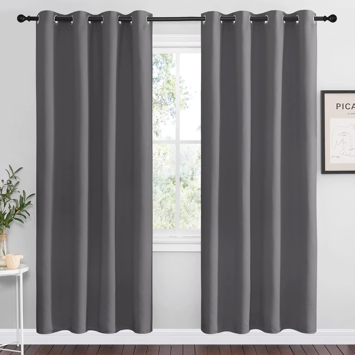NICETOWN Blackout Curtains - Noise Reducing Thermal Insulated Drapes | 2 Panels, 55 x 78 Inch, Gray