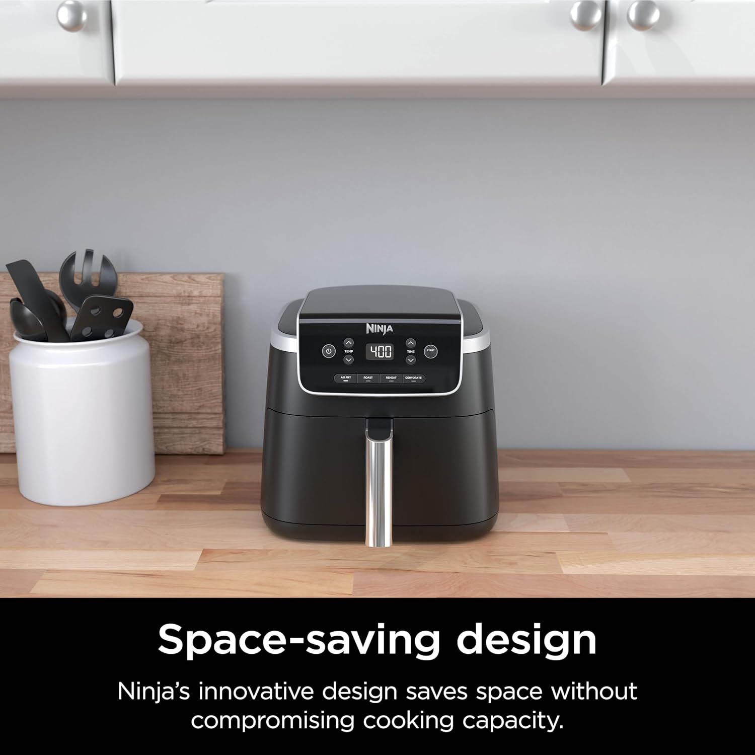 Ninja Air Fryer - 5 QT Capacity for Up to 4lbs of Fries | 4-in-1 Air Fry, Roast, Reheat, Dehydrate | 400°F Max Temp | Nonstick Basket & Crisper Plate | Grey | AF141