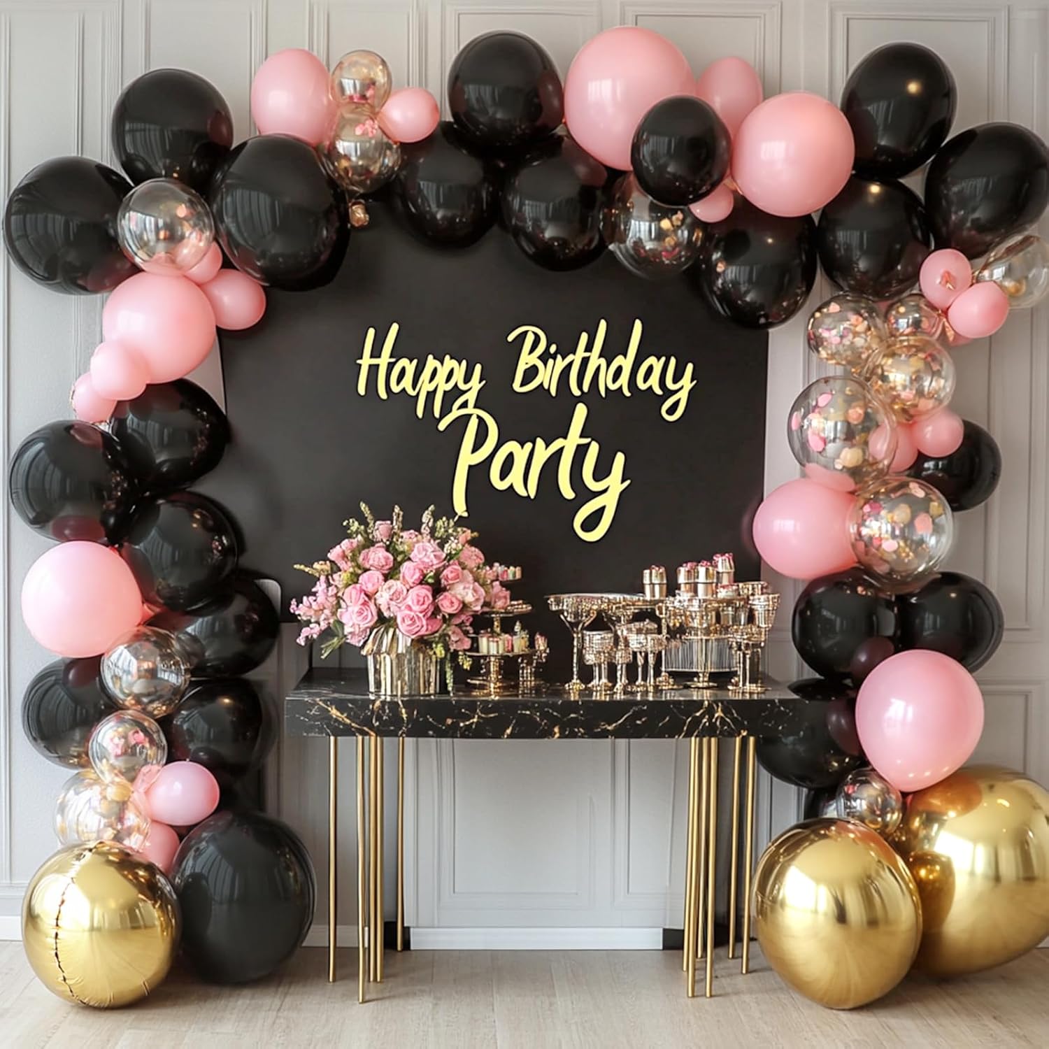 RUBFAC Black Balloons - 135pcs in Various Sizes (5-18 Inch) for Halloween, Birthday & Wedding Decor