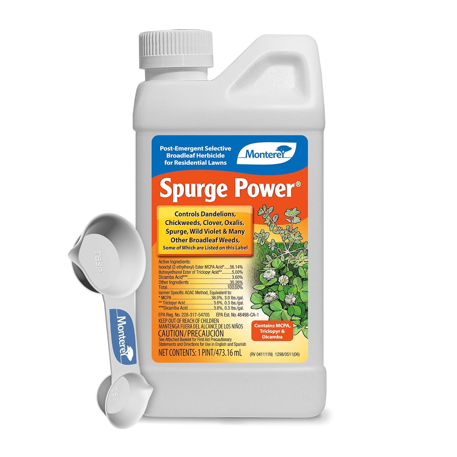 Monterey Spurge Power Herbicide Concentrate - Post Emergent Formula with Measuring Spoon - 1 Pint