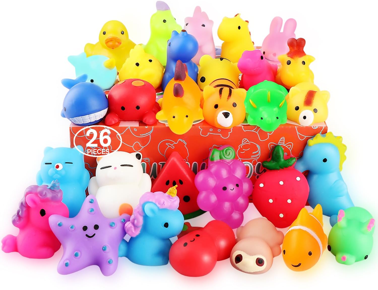 Nobasco Squishies - 26 Pack Kawaii Cat Mochi Squishy Toys | Slow Rising Stress Relievers for Parties & Gifts