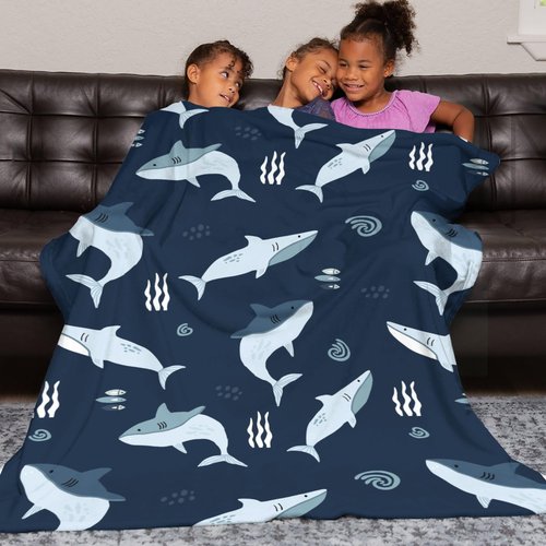 Shark Blanket Gift Cute Animal Blanket Bed Throw Blanket Soft Lightweight Cozy Warm Blankets for Kids Teens Men Women (50"x40", Shark)
