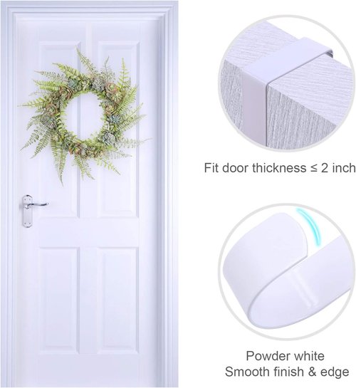 ESFUN Black Wreath Hanger - Over The Door Metal Hook for Christmas Decorations | 12 Inch, 2 Pack