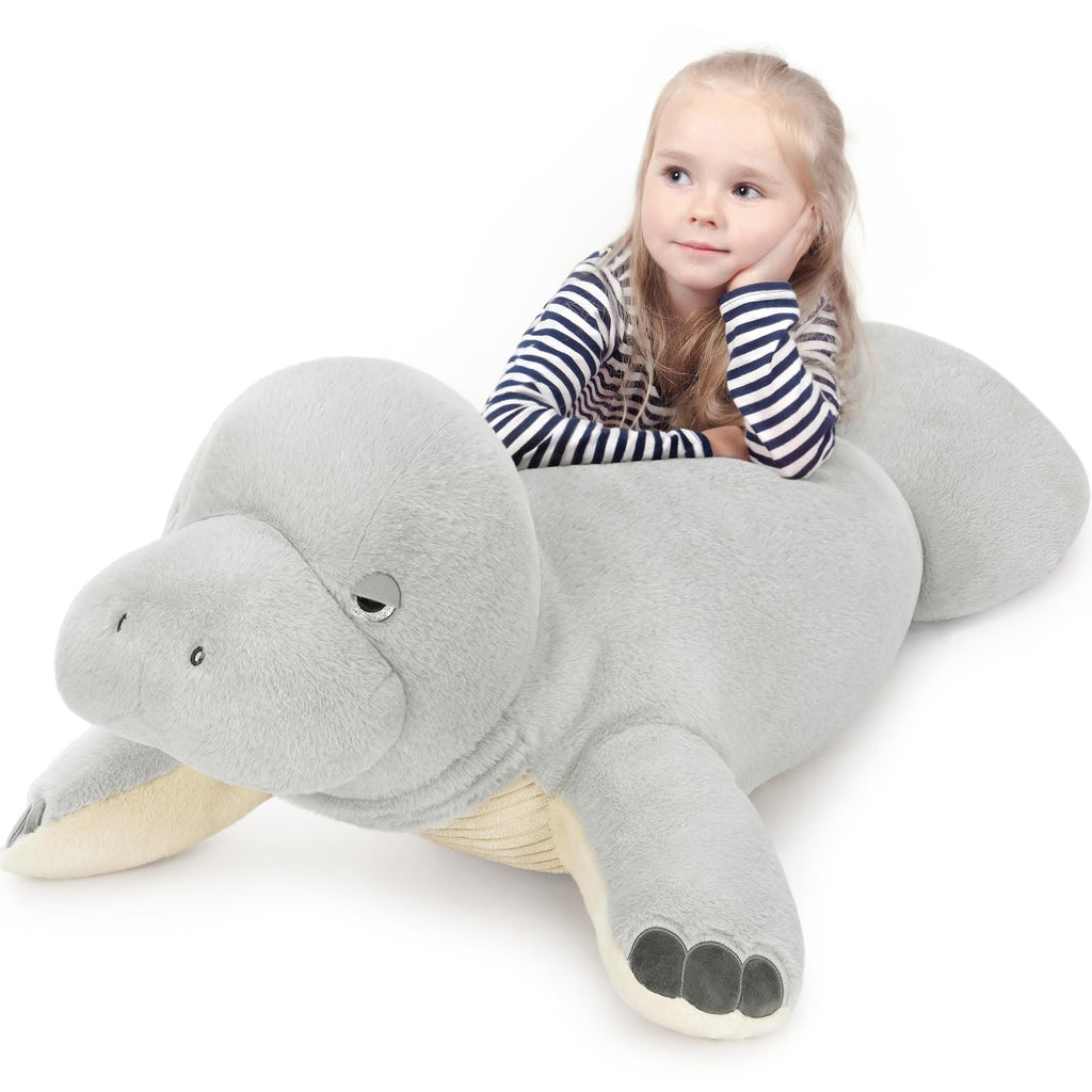 MorisMos 47 Inch Manatee Plush Toy, Large Manatee Stuffed Animal Soft Sea Animal Pillow Gifts for Kids Chirstmas Birthday Party