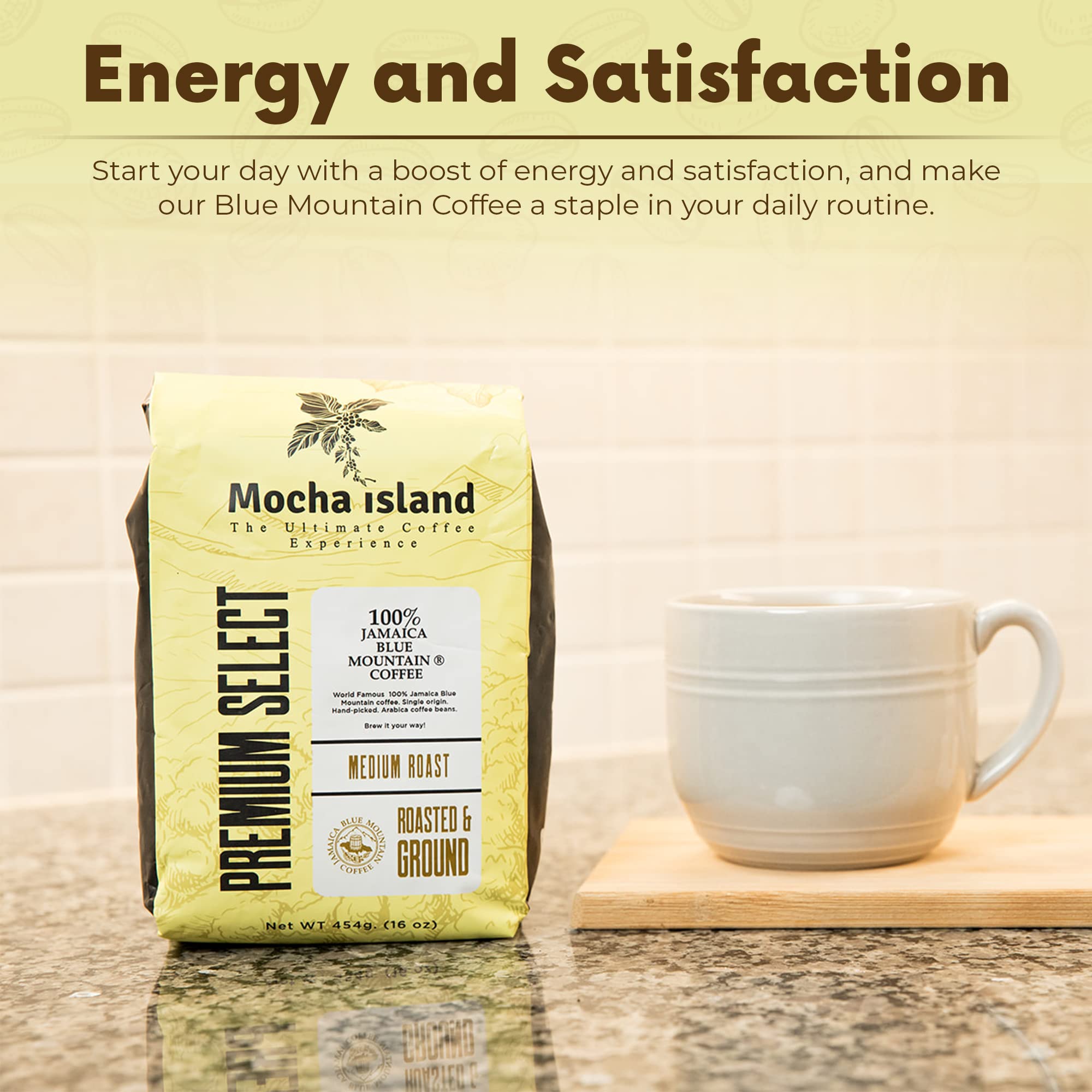 Mocha Island Blue Mountain Coffee (Blue Mountain Coffee Ground, 1lb)