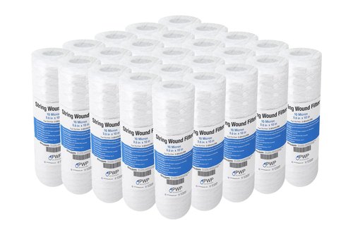 String Wound Sediment Water Filter Cartridge Standard 2.5x10" 10 Micron 25 Pack