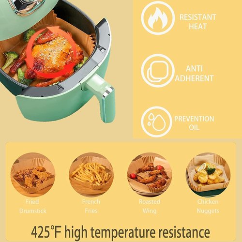 Air Fryer Paper Liners - 125PCS Non-Stick Disposable Baking Paper | Oil-Proof & Food Grade (8-Inch Square)