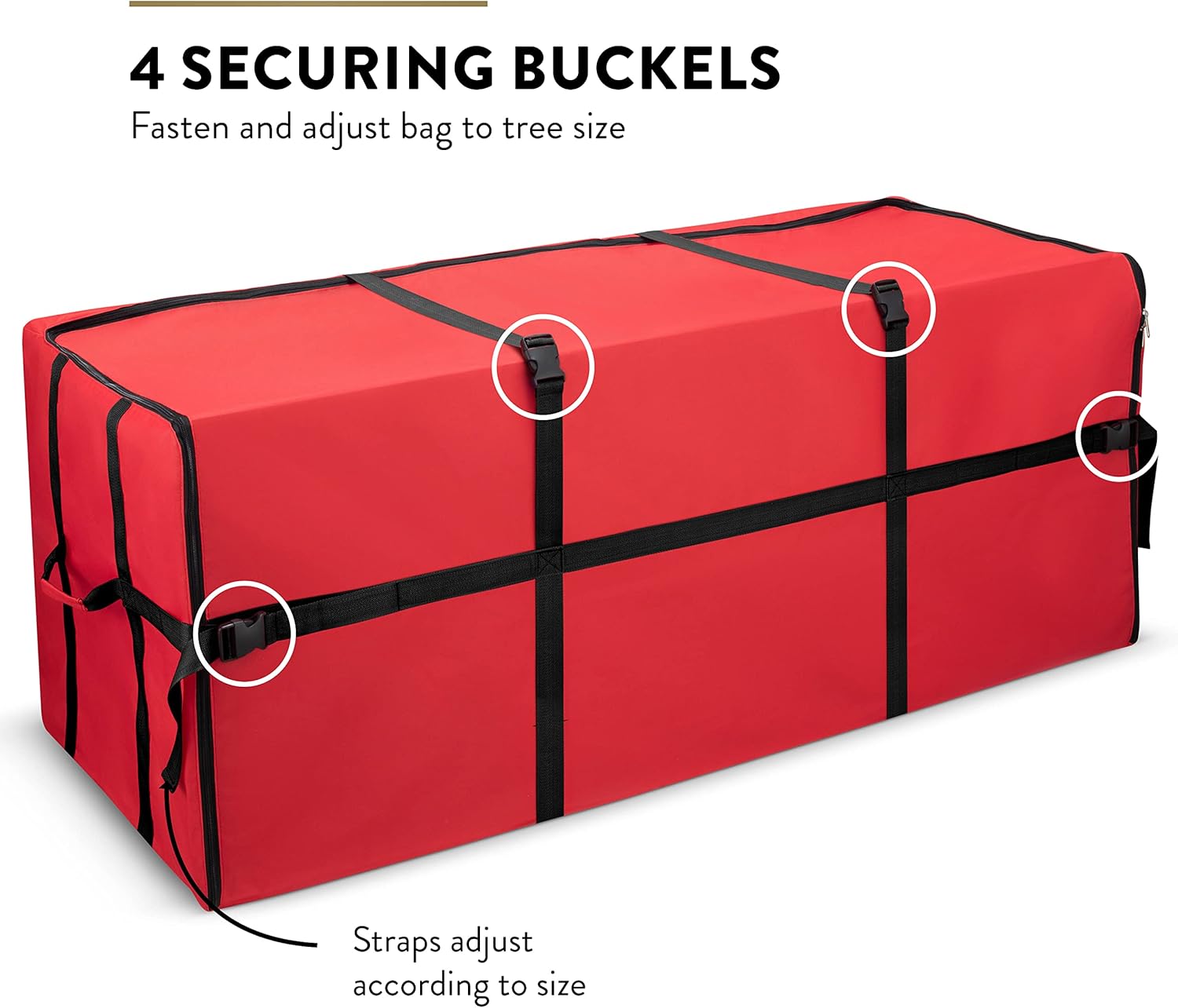ZOBER Christmas Tree Storage Bag - Fits 9 Ft Trees - Durable 600D Oxford Fabric - Red with Strong Straps & Card Slot