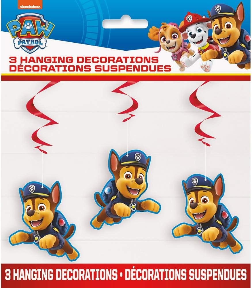 Paw Patrol Hanging Swirl Decorations - 26" | Eye-Catching Party Decor for Kids' Celebrations (Pack of 3)