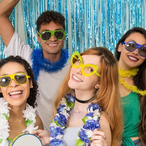 Blue Metallic Tinsel Foil Fringe Curtains by [Brand Name] - 20 Pack Photo Booth Props for Parties