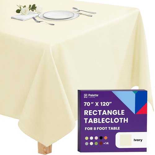 Gee Di Moda Rectangle Tablecloth - 70 x 120 Inch Ivory Heavy-Duty Washable Fabric for Events & Parties