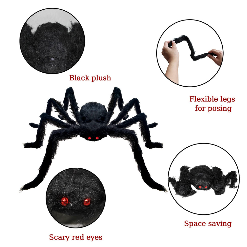 CH HAICHENG 6 Pcs Halloween Spiders Decorations, Giant Hairy Spiders Halloween Decorations Indoor Outdoor Decor