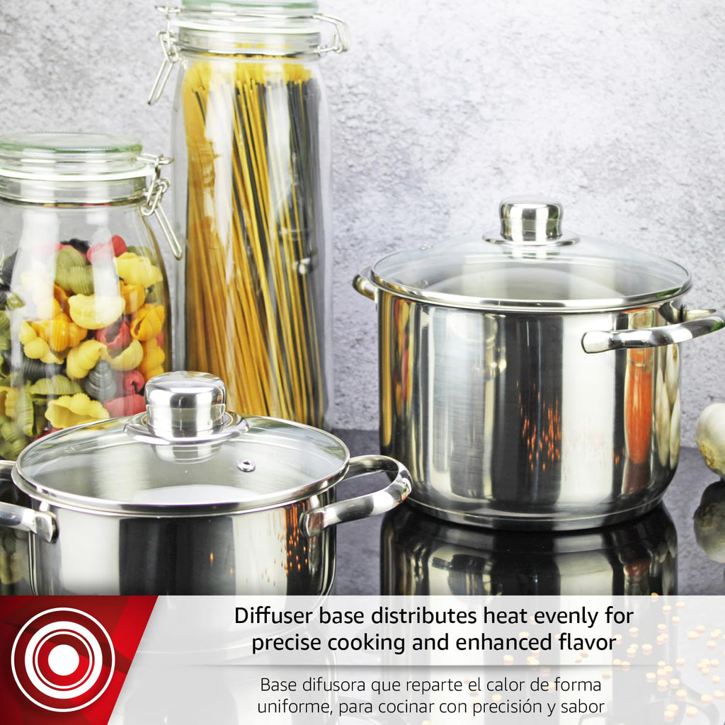 MAGEFESA Dux 7-Piece Stainless Steel Cookware Set, crafted from 18/10 stainless steel, suitable for all stovetop types, effortless clean, dishwasher safe