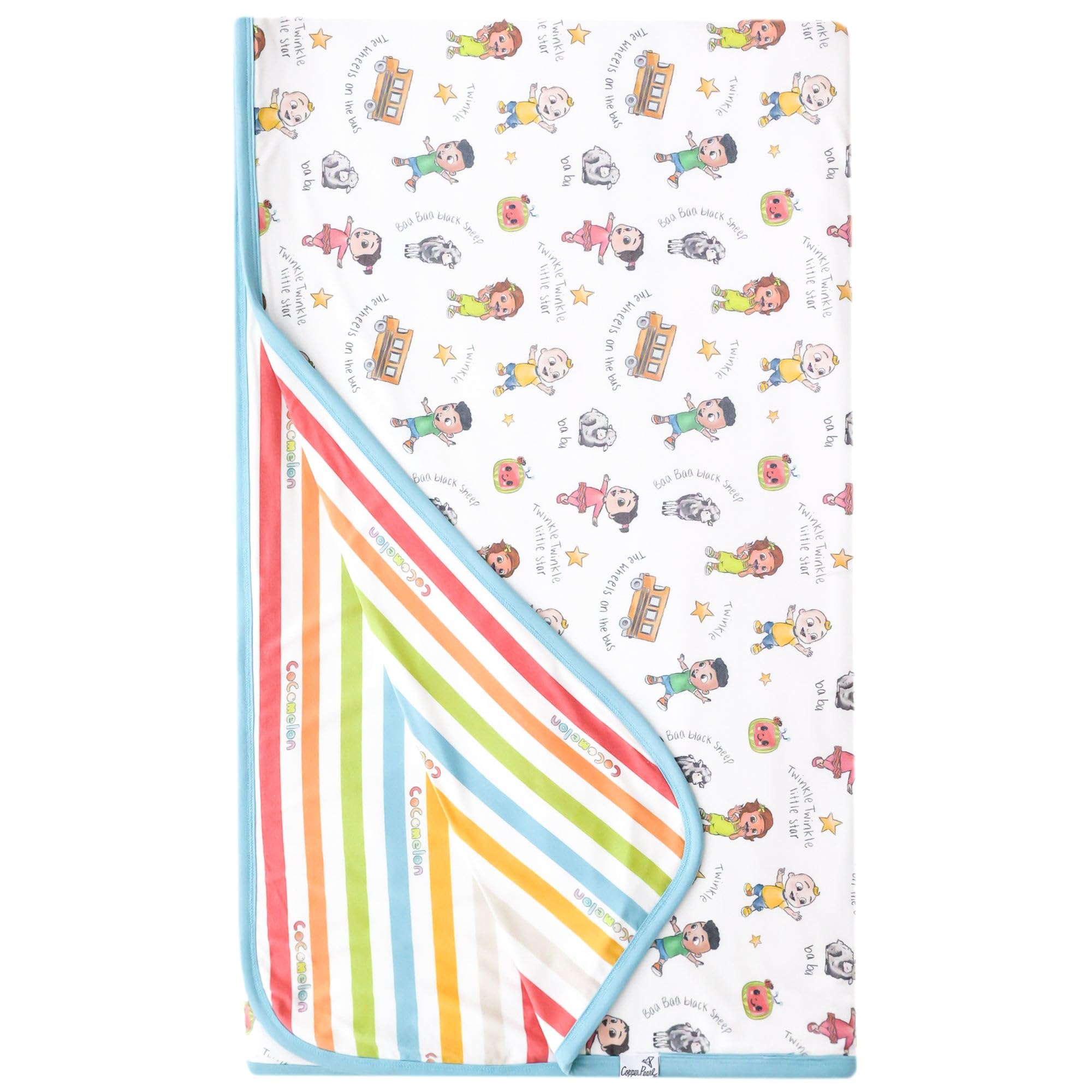Copper Pearl Jumbo Premium Knit 3 Layer Stretchy Throw Blanket 'CoComelon Friends'