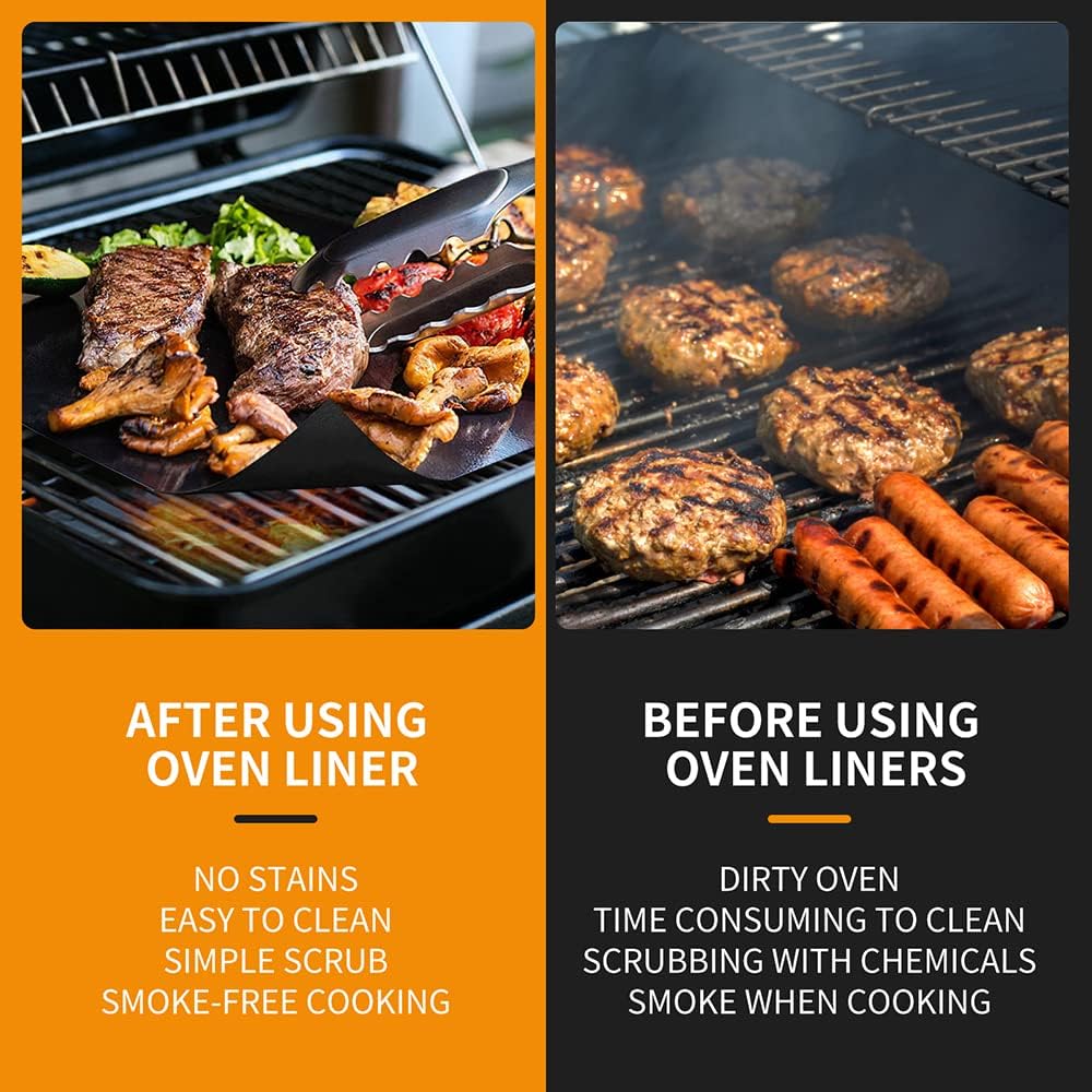 Skiennix Large Oven Liners - Reusable Nonstick Teflon Mats | 17"x 25" Heavy Duty & Heat Resistant