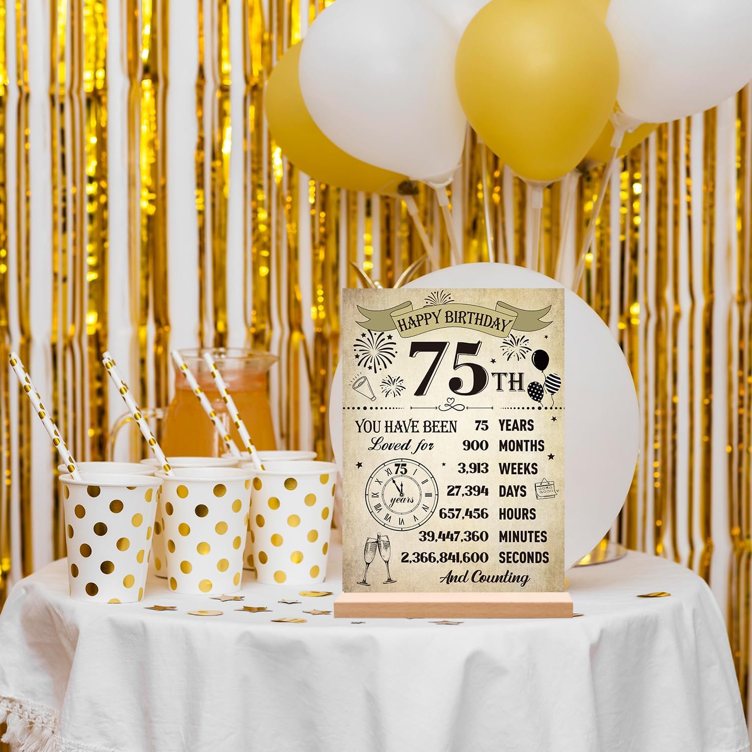 Yoyuspy 75th Birthday Decorations - Vintage Double-Sided Acrylic Poster Sign with Stand | Perfect for 1951 Theme Party