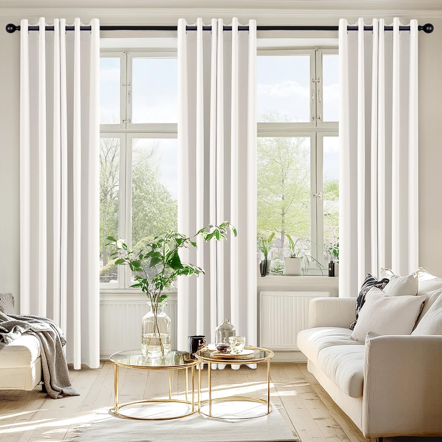 MIULEE Ivory Blackout Curtains - Thermal Insulated Room Darkening Drapes | 84 Inches Long, 2 Panels