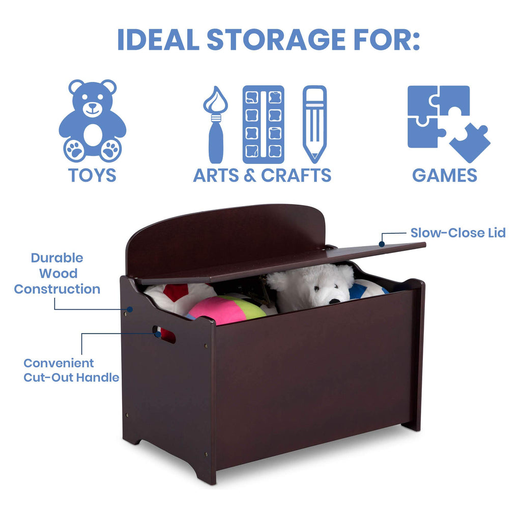 Delta Children MySize Chair Desk with Storage Bin + MySize Deluxe Toy Box, Dark Chocolate (Bundle)