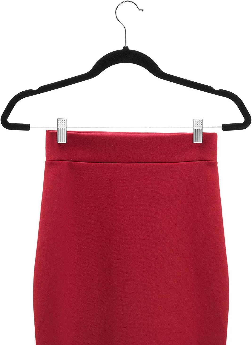 Zober Velvet Hangers - 20-Pack Metal Clip Hangers for Pants, Skirts & Dresses | Non-Slip Velvet with 360° Hook