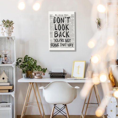 Don't Look Back - Black and White Retro Newspaper Wall Art by [Brand Name] | Inspirational Quote Poster for Preppy Aesthetic Room Decor - 8x12 Inch Unframed