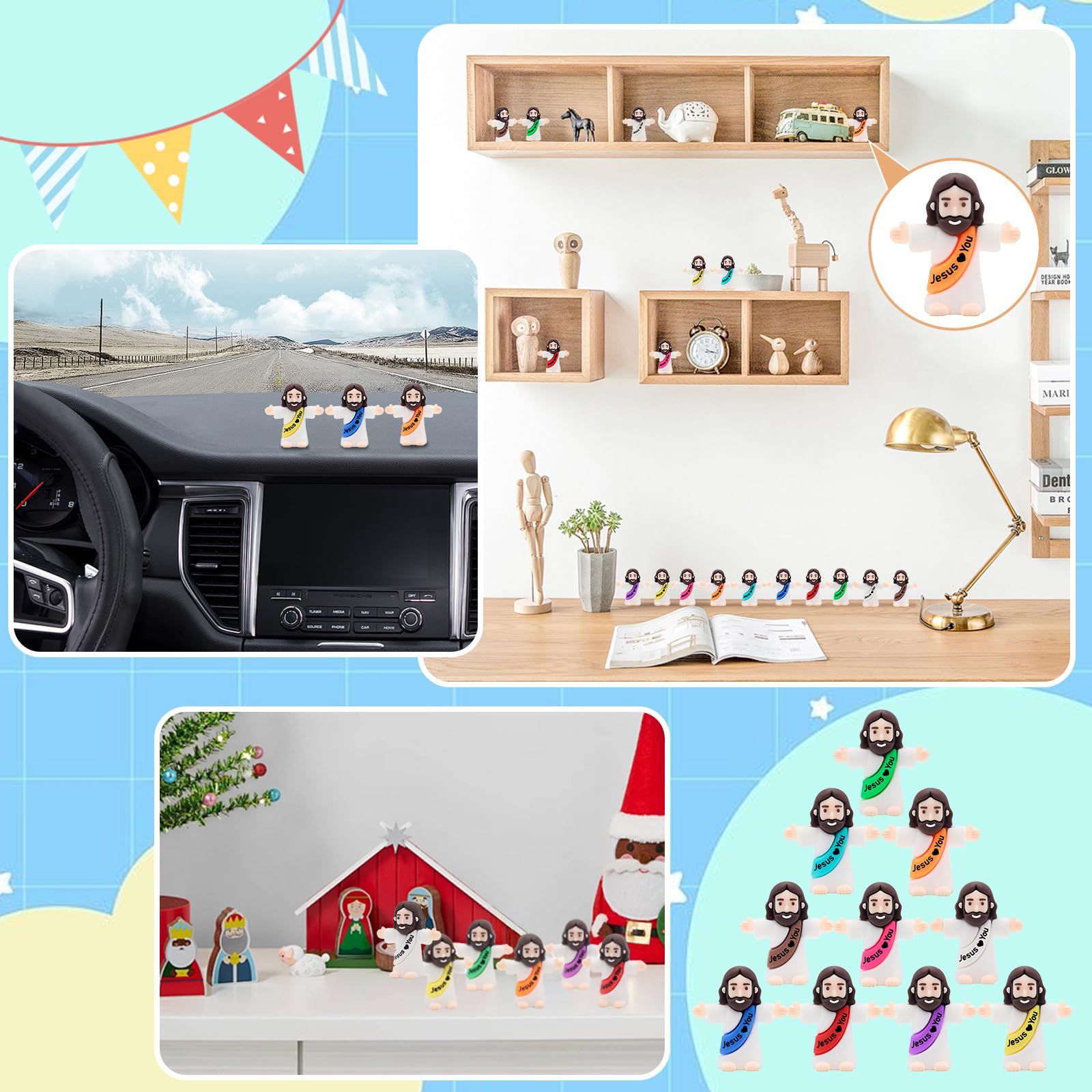 Owurha 100PCS Little Jesus Figures Mini Jesus Love You Figures Original Design Tiny Jesus Figurines in Bulk to Hide and Seek Religious Party Favors Sunday School Baptism Gifts Easter Egg Stuffers