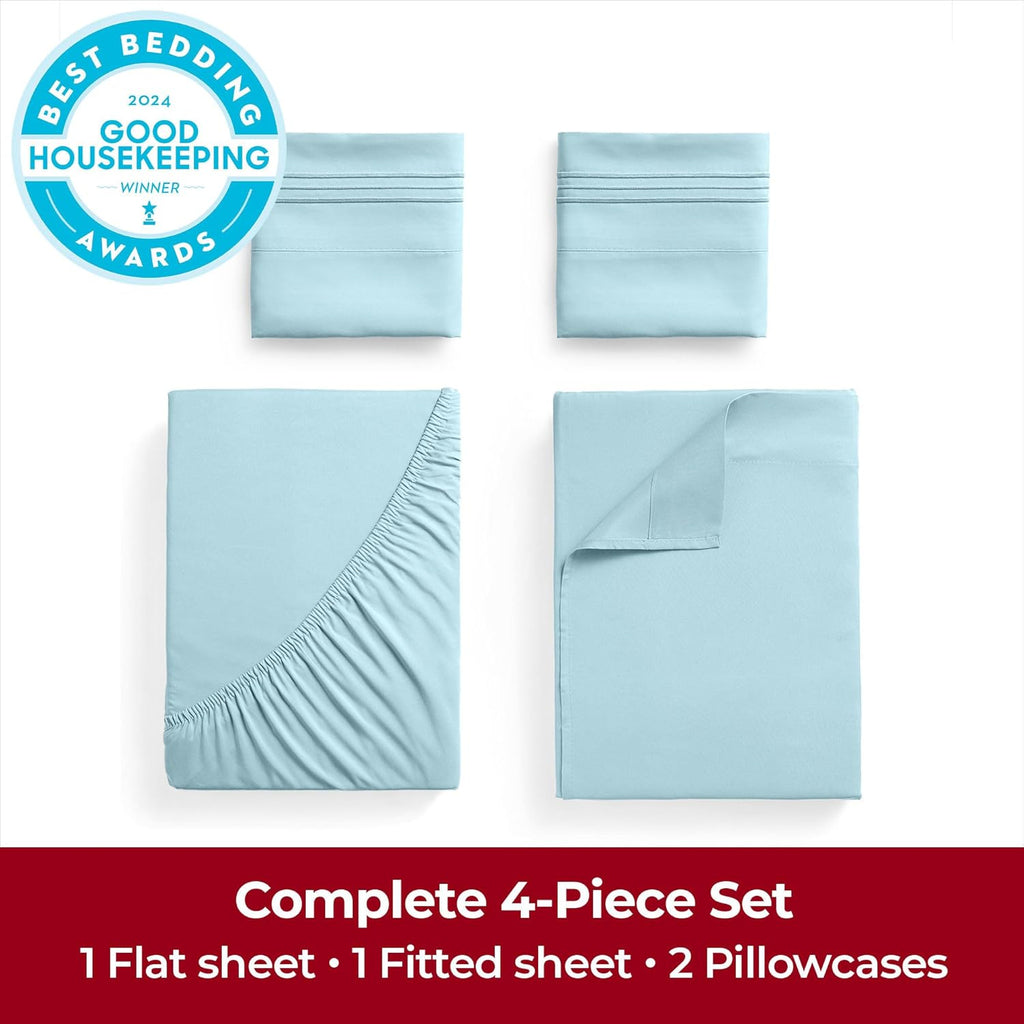 Mellanni Extra Deep California King Sheets - Hotel Luxury Ultra Soft Cooling Bedding - 4 PC Set, Aqua