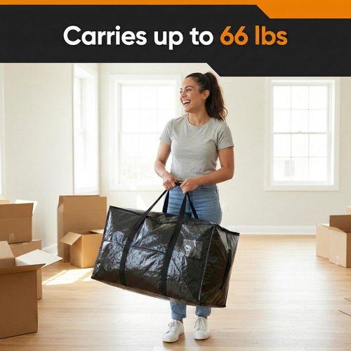 HOLDN’ STORAGE Extra Large Moving Bags - 10-Pack Heavy-Duty Reusable Totes with Zipper Lids | 45 Gallons Each