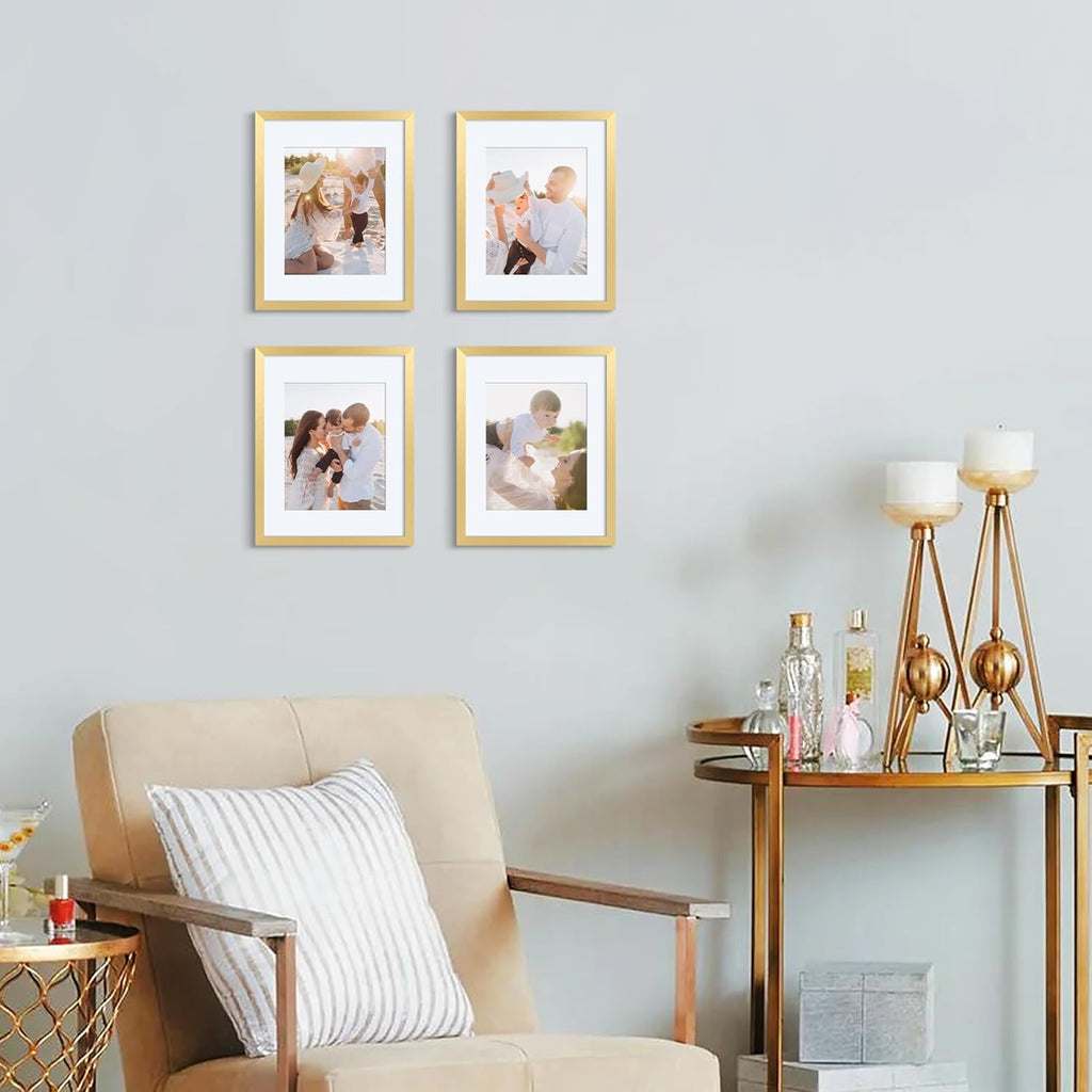 Upsimples 11x14 Picture Frame Set of 5 - Display 8x10 or 11x14 Photos | Elegant Gold Wall Gallery Decor
